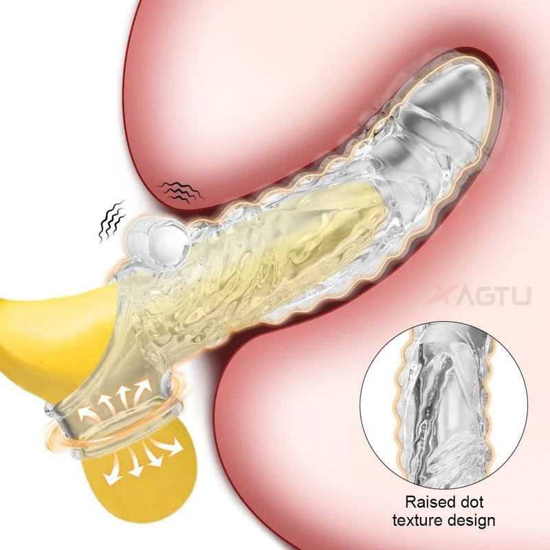 Reusable Penis Extender Silicone Sleeve Delay Ejaculation Cock Ring for Men gallery
