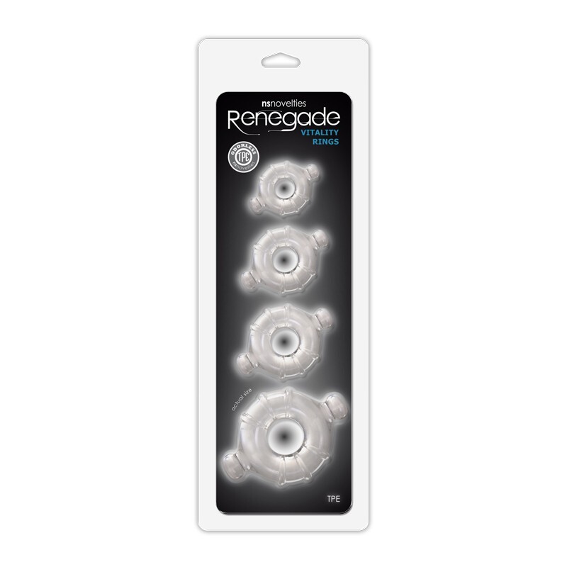 NS Novelties Renegade Vitality Rings Clear Thermoplastic Elastomers TPE, New