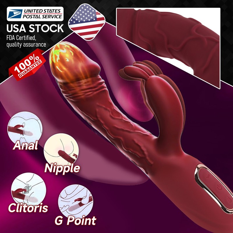 Rechargeable Heating Rabbit Vibrator Dildo G-spot Massager Sex Toy For Women US