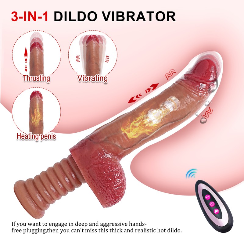 Telescopic Thrusting Vibrator Heat Dildo Prostate Massager Handle G-Spot Sex Toy gallery