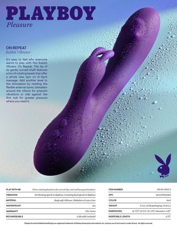 Playboy On Repeat Freedom to Play Rabbit Style Vibrator Silicone USB Waterproof