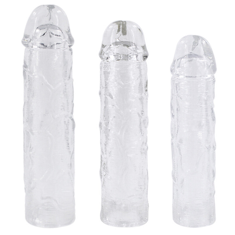 Male Penis Extender Extension Sleeve Set Cock Girth Sheath Enhancer Enlarger TPE