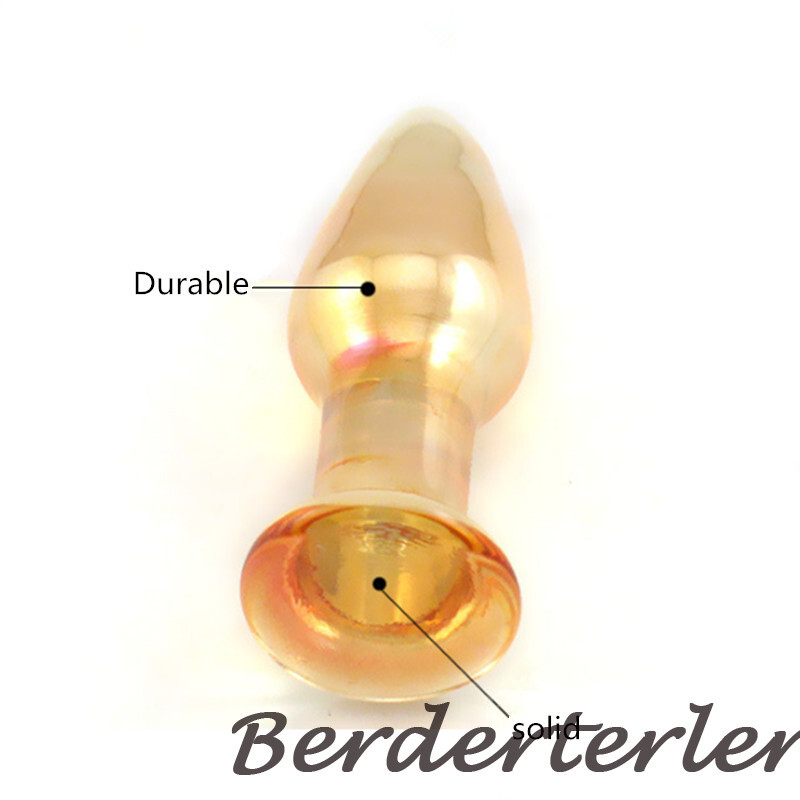 Gold 9.5*3cm Small Pyrex Glass Anal Plug Crystal Prostate Massage Sex Toys gallery