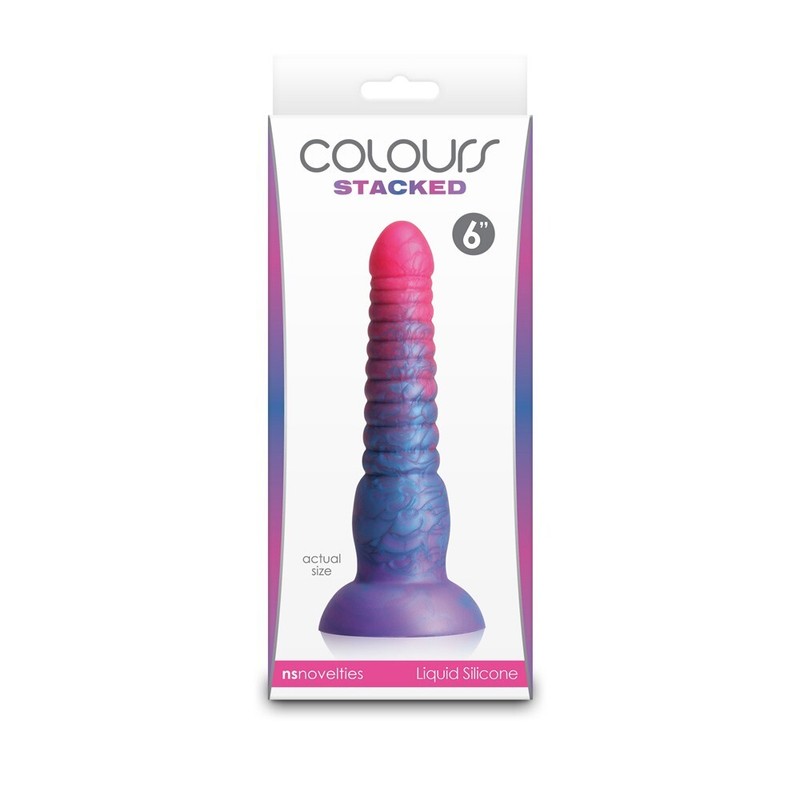 NS Novelties Colours Stacked 6&Prime; Dildo Pink / Blue – Suction Mounted Dong