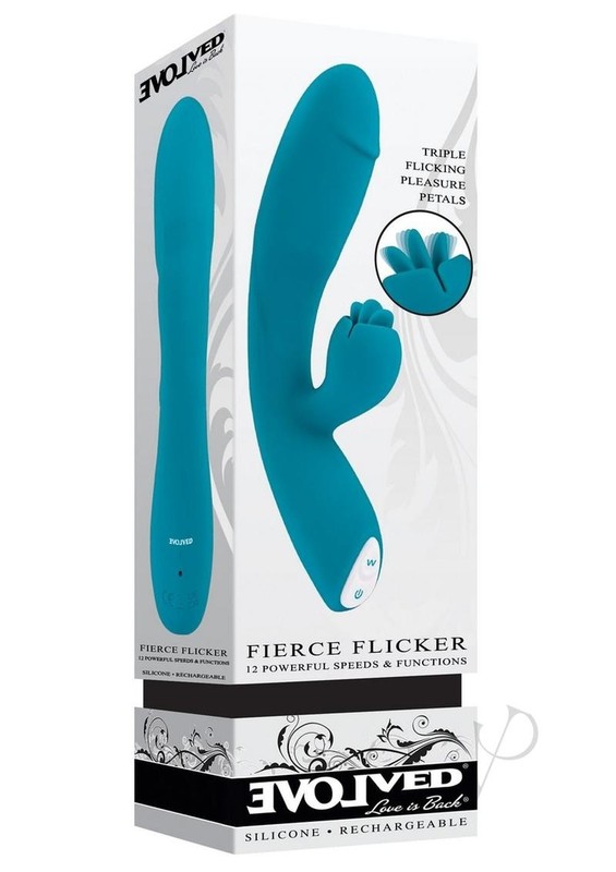 Fierce Flicker Rechargeable Silicone Rabbit Vibrator – Blue