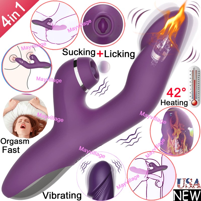 G-Spot Rabbit Vibrator Clit Licking Flapping Vibrating Dildo Sex Toys For Women