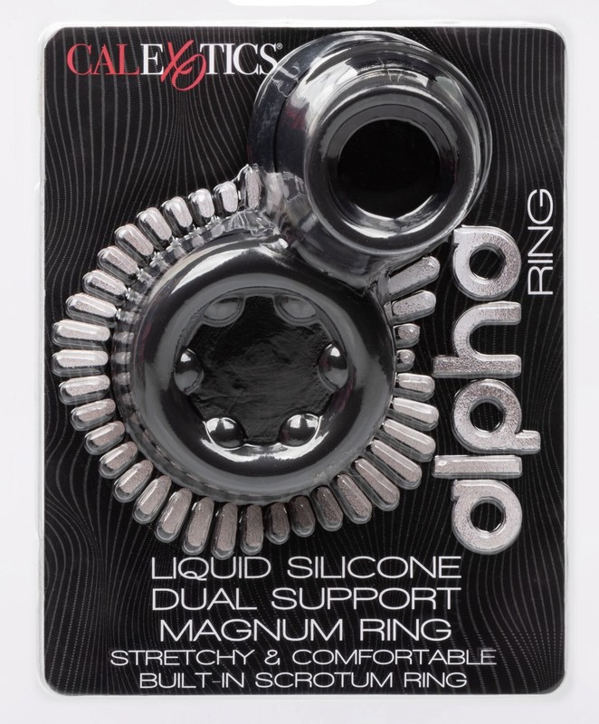 CalExotics Alpha Liquid Silicone Dual Support Magnum Cock Ring Black gallery