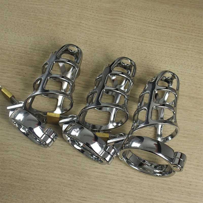Metal Chastity Cage Penis Lock Device 40/42/45/50mm Cock Ring Sex Toy for Men SM gallery
