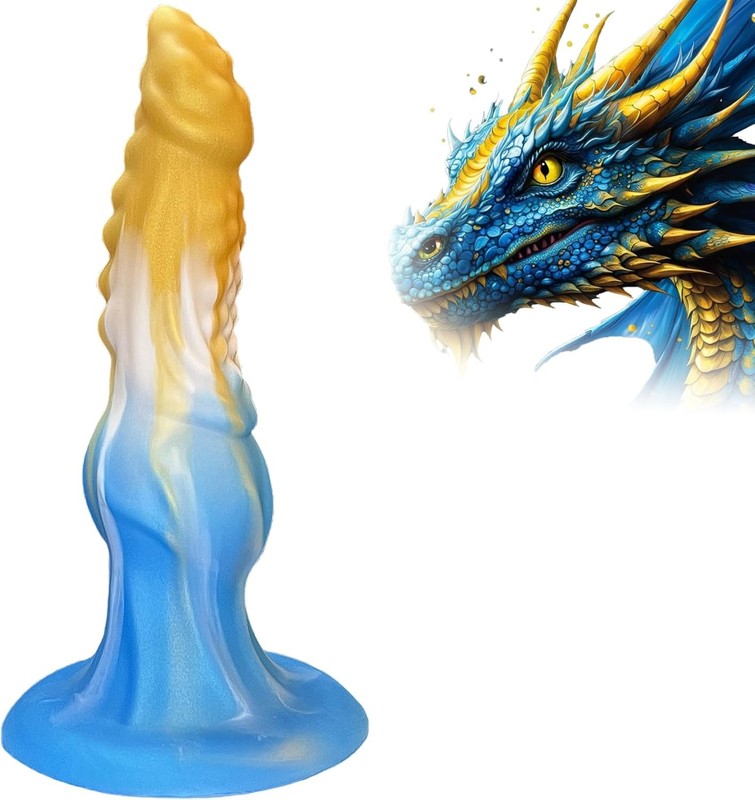 10&Prime; Fantasy Dildo Huge Monster Dildo with Knot U & G-spot Big Colorful Dragon Di
