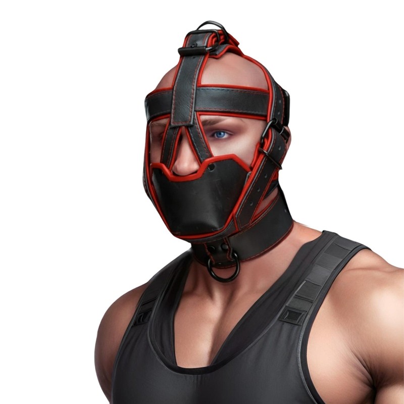 Genuine Leather Bondage Padded Face Muzzle BDSM Head Harness Strap Hood Mask