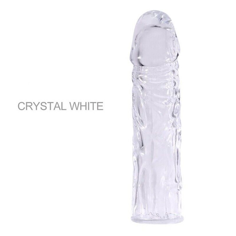 Extra 1/2&Prime; Transparent Penis Extender Sleeve Reusable Condom 20% Girth 6.5&Prime;