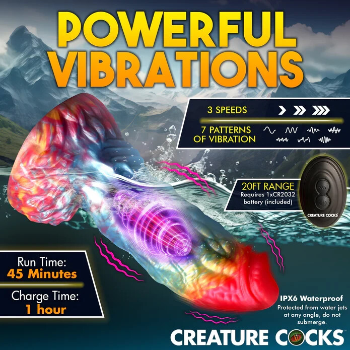 Creature Cocks Rainbow Phoenix Vibrating Silicone Dildo gallery