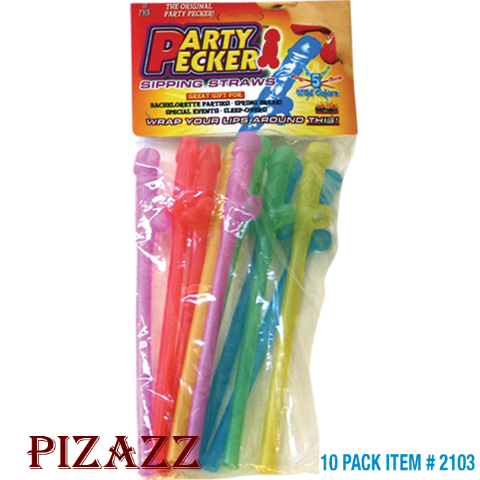 Dicky-Penis Sipping Drinking Straws, Assorted Neon Colors,20 pcs