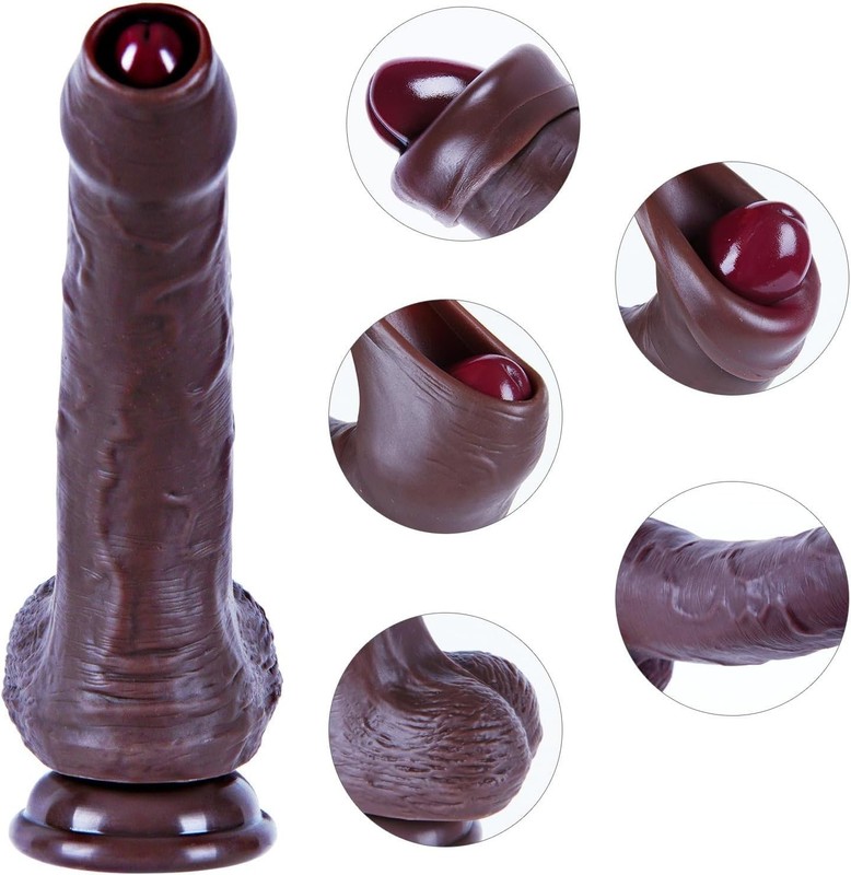 Movable 8 Inch Black Foreskin Dildo Waterproof Silicone Anal Penis for Couples gallery