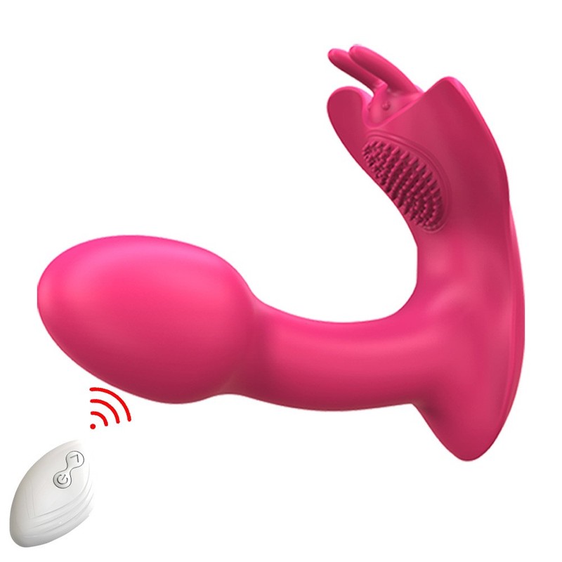 Sucking on a female external vibration massager with a vibrating rod for adults