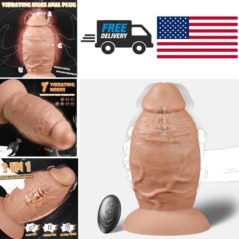 Realistic Skin Color Vibrating Dildo 4 Inch Diameter Waterproof and Suction Base