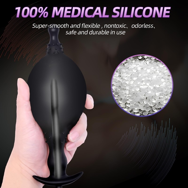 New Silicone Inflatable Bead Anal Plug with Solid Center Silicone Anal Balloo... gallery