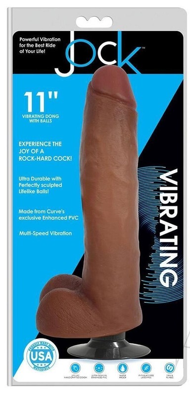 JOCK Vibrating dildo-dong with Balls 11in suction cup Sex Toy hands-free Use