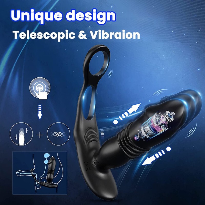 Thrusting Prostate Massager Vibrator With Penis Ring Anal Plug Sex Toys For Men gallery