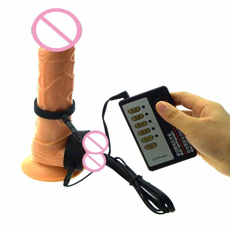 Control Shock Kit Silicone E-Stim 2 Rings Wire Men Exercise Device Set gallery