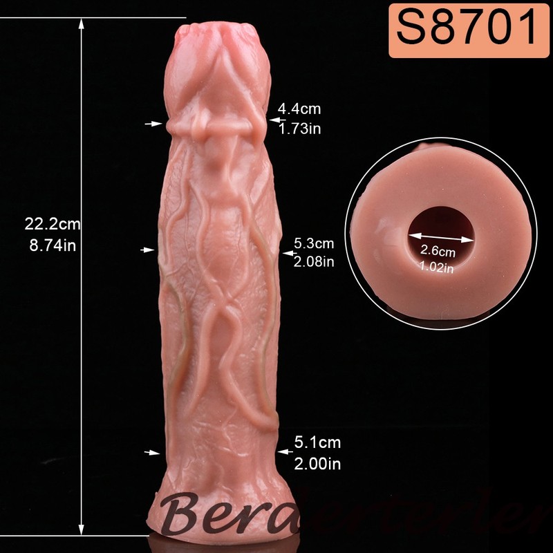 8.74'' Realistic Silicone Ovipositor Hand-Push Lay Eggs Hollow Dildo Sex Toys gallery