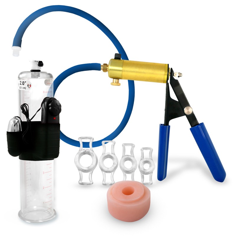 Vibrating Penis Pump LeLuv ULTIMA Premium Hose 9 Inch Length | Donut & 4 Rings