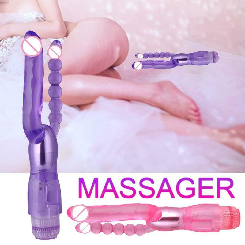 Juguete Sexual Double Consolador Anal Estimulador Masaje Vibrador Para Mujer gallery