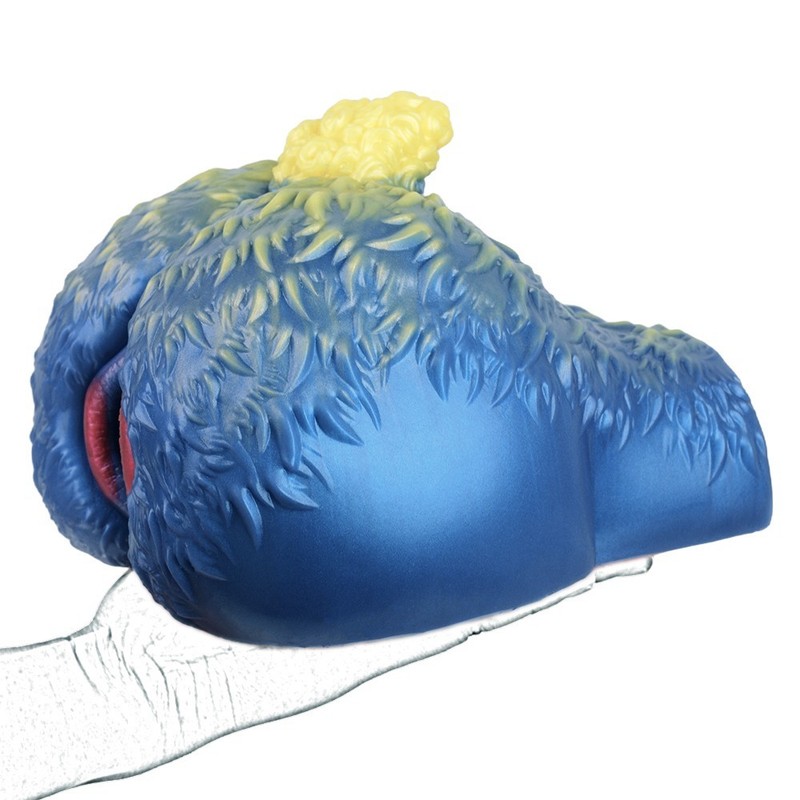 Liquid Silicone Masturbator Cup blue color Simulated hair with a pink anus gallery