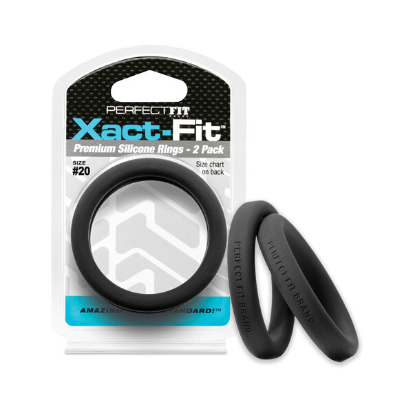 Perfect Fit Xact-Fit #20 2 Pack Black – 2.0&Prime; Male Cock Ring Sexual Enhancer