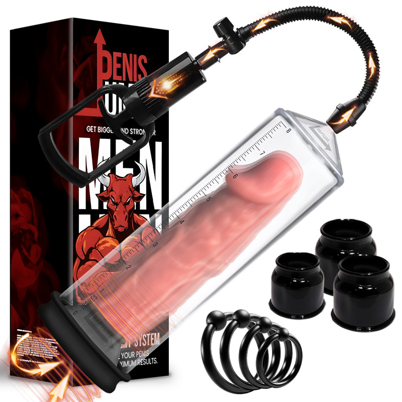 Penis Pump Male Enhancement Vacuum Erection Device ED Support Kit w/ Cock Rings