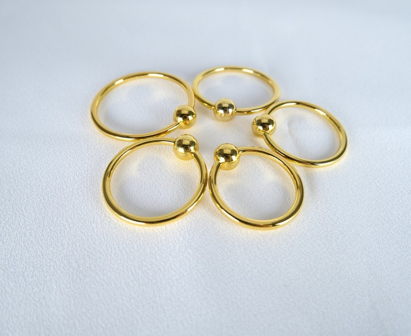 Stainless Steel Gold Cock Ring Glans Penis With One Pressure Beads USA