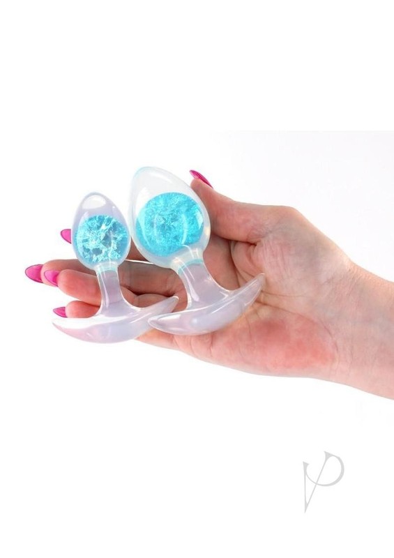 Cosmic Glams Silicone Anal Plug Kit (2pc Set) - Blue gallery