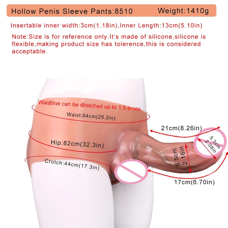Strap-on Penis Sleeve Pants with Hollow Dildo For Man Enlarged Sleeve Sex Toys