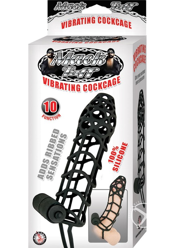 Mack Tuff Vibrating Silicone Cockcage Cock Ring – Black
