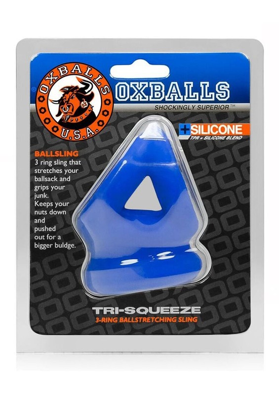 Oxballs Tri-Squeeze Silicone 3-Ring Ball Stretching Sling – Blue