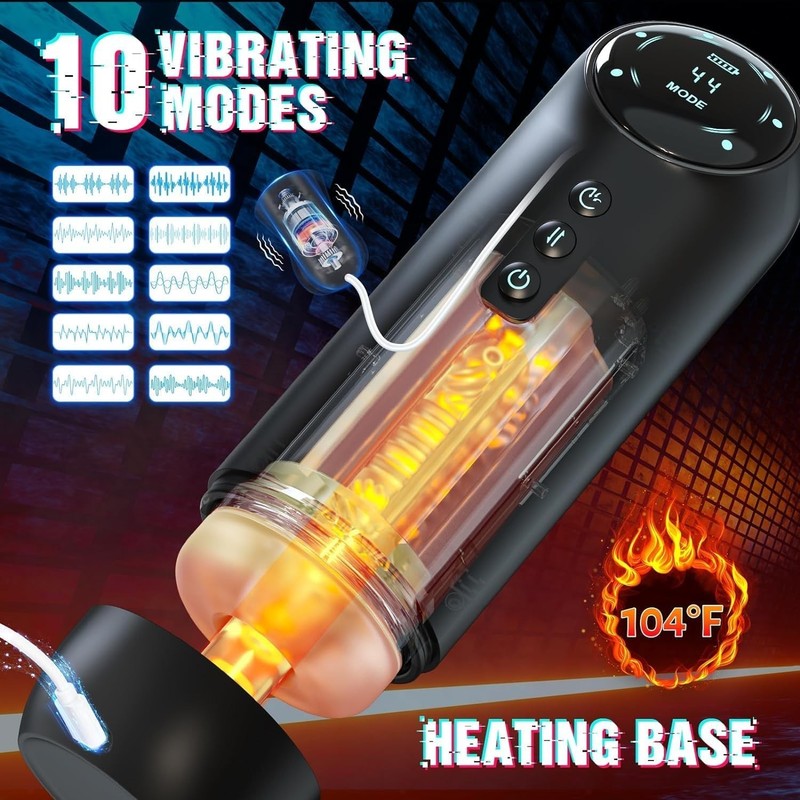 Heatable Male Masturbation Cup with 4 Thrusting Modes and Waterproof Design gallery