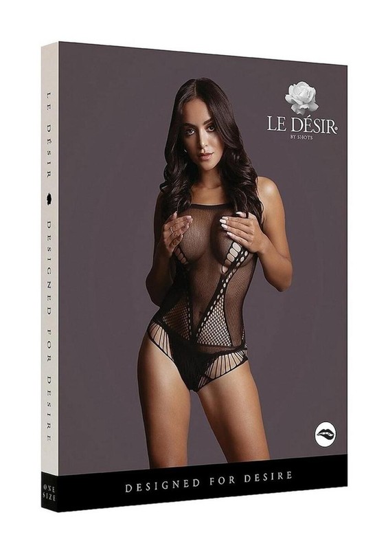Le Désir Contrast Net Teddy Sexy Black Bodysuit gallery
