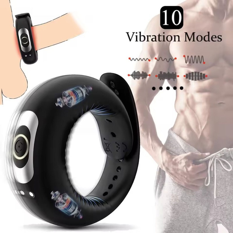 Vibrating Cock Ring Sex Toy Men Silicone Adjustable Penis Ring Remote Control