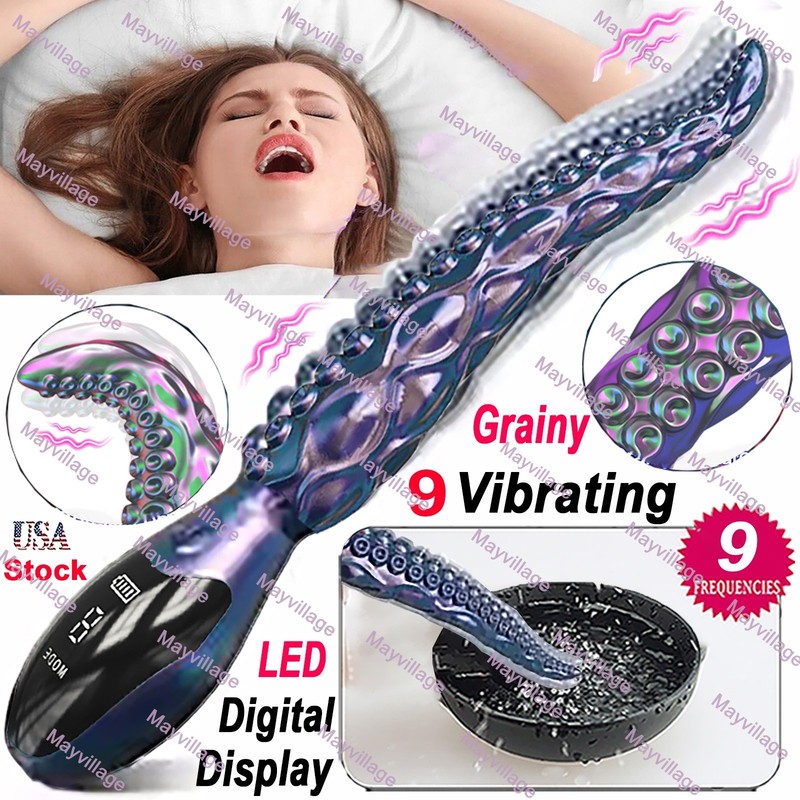 Vibrating Monster G-Spot Dildo Clit Vibrator LED Octopus Tentacle Sex Toys Women