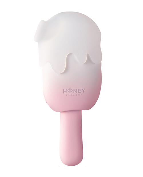Cream Pop Stimulator – Intense Tapping, Vibrating, & Sucking – Pink/White