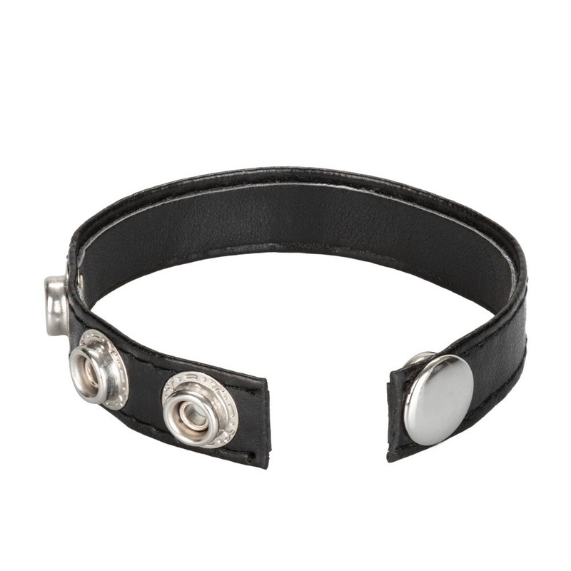 Cal Exotics Leather 3-Snap Ring Black - Adjustable Penis Cock Erection Enhancer gallery
