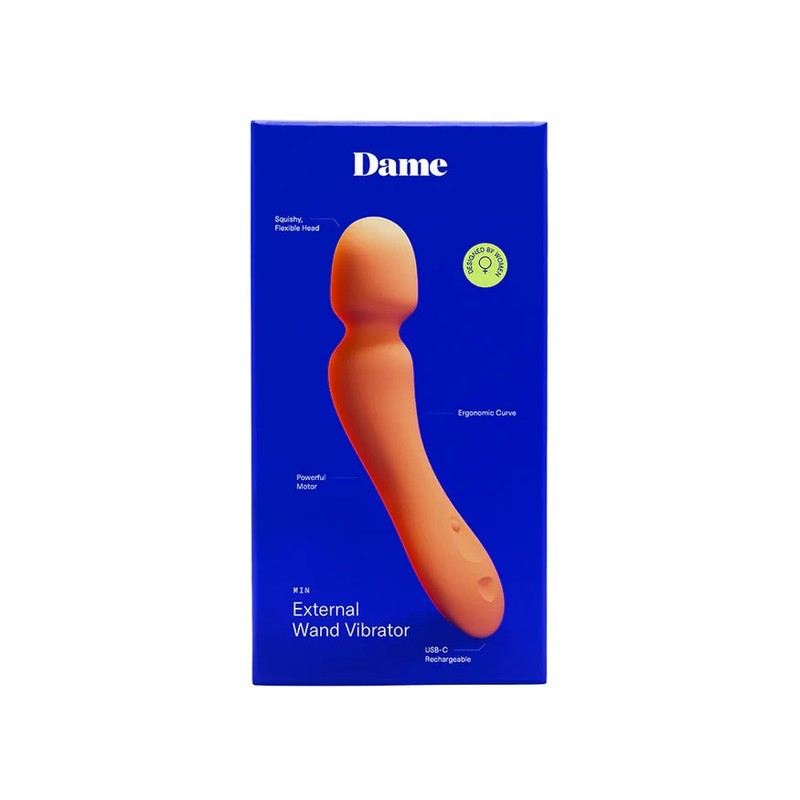 New Dame Min Mini Wand Vibrator Massager Papaya