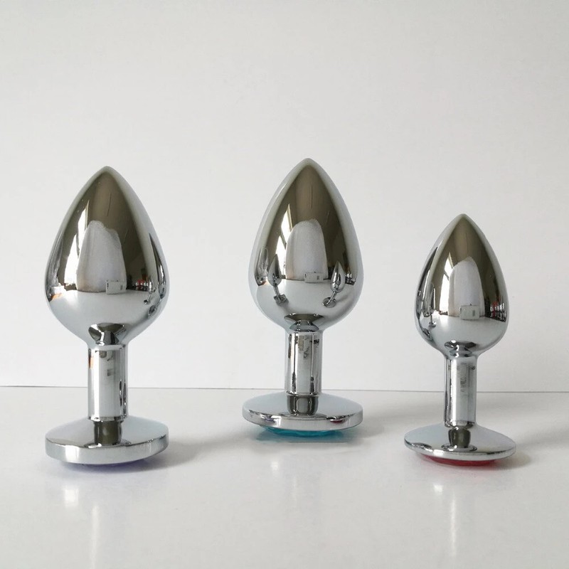3PCS Beginner Metal Glass Butt Plug Set Wearable Anal Plug Adult Sex Dildo Toy