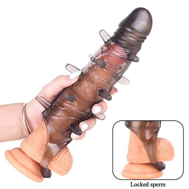 Vibrating Penis Extender Sleeve Cock Sheath Ring Dick Enhancer Sex Toy Men Adult