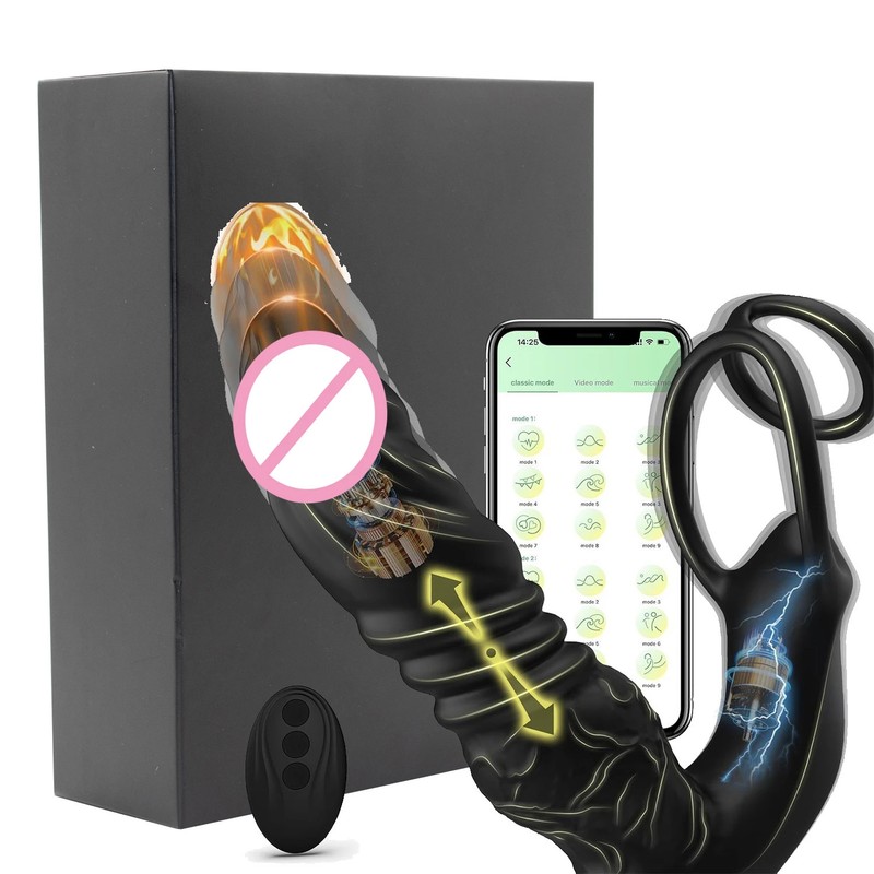 Bluetooth APP Vibrator Thrusting Telescopic WithCock Ring Dildo ProstateMassager gallery