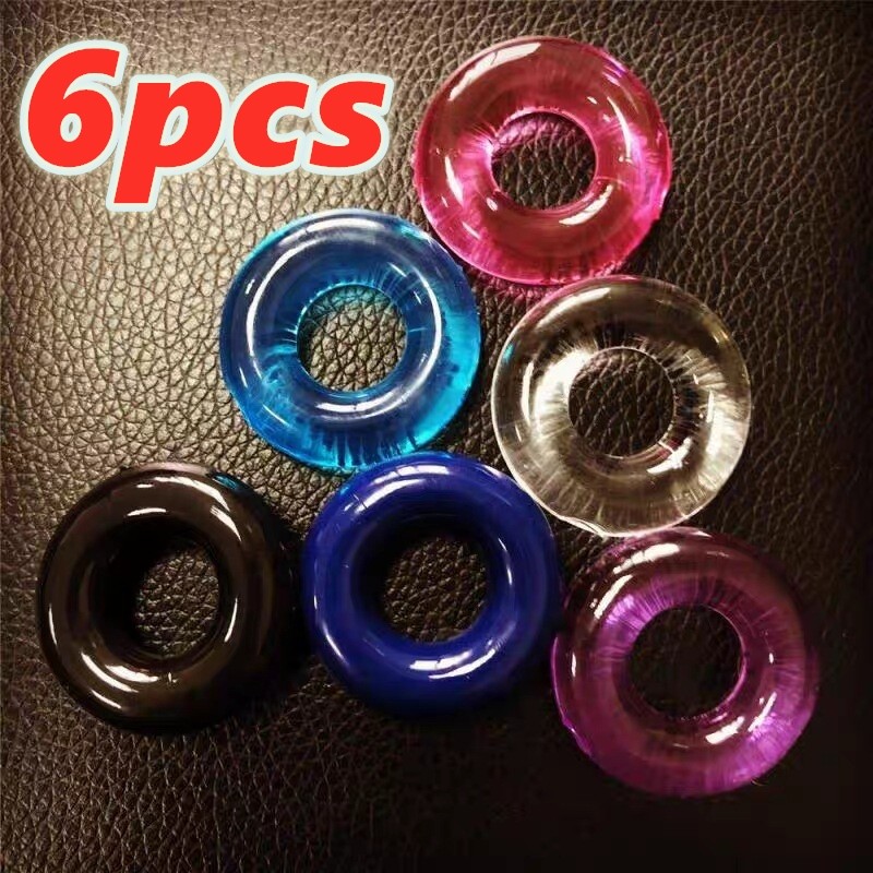 6PCS Cockring Set Silicone Erection Penis Ball Rings Adjustable Sex Toy For Men