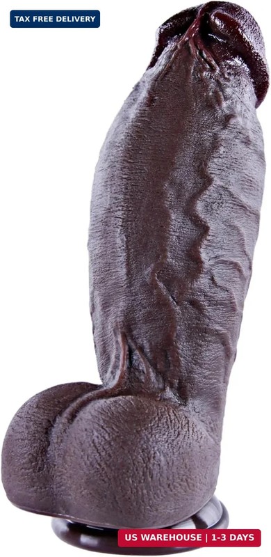 8.7 Inch Large Thick Realistic Dildo, XL Black Silicone Dildo with Big Suction C