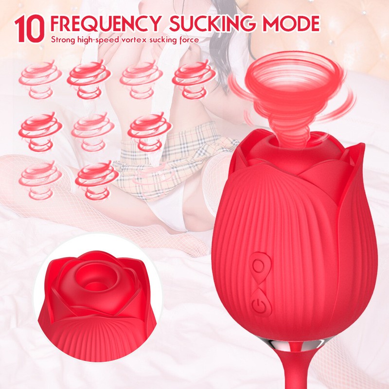Telescopic Dildo Clit Pump Sucking Rose Vibrator G-Spot Adult Sex Toy For Women gallery