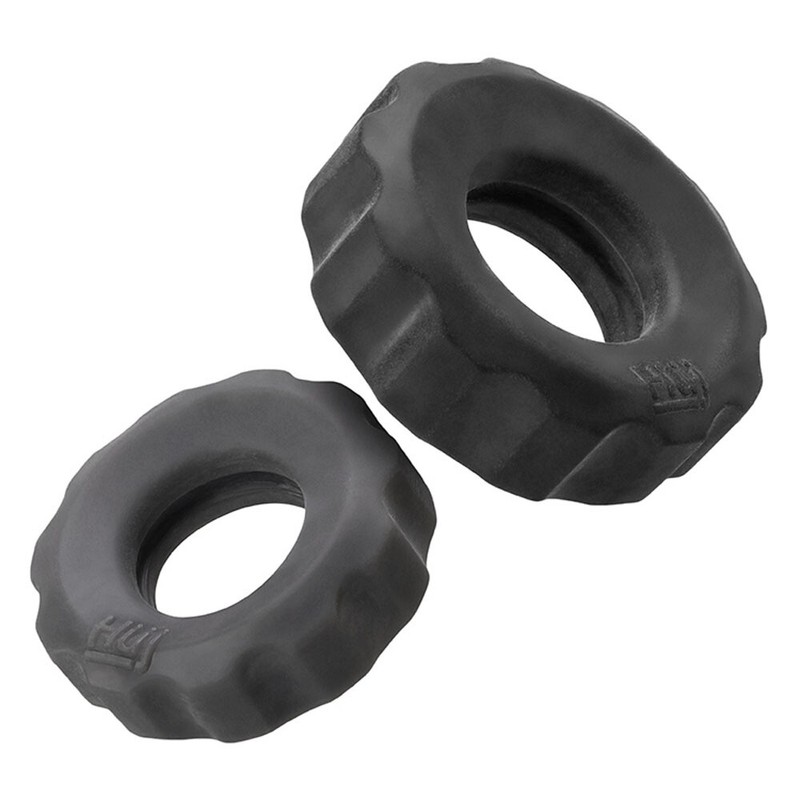Oxballs Hunkyjunk Cog 2-Size C-Rings Gray/Black - C&B Toy Cock & Ball Ring gallery