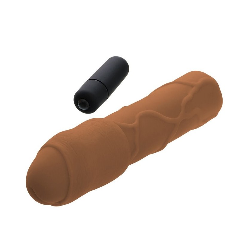 Vibrating Uncircumcised Black Cock Penis Extender Extension Sleeve Sheath